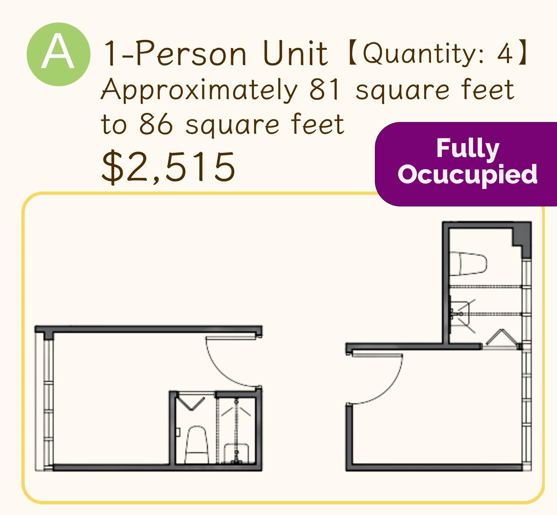 1-person unit floor plan