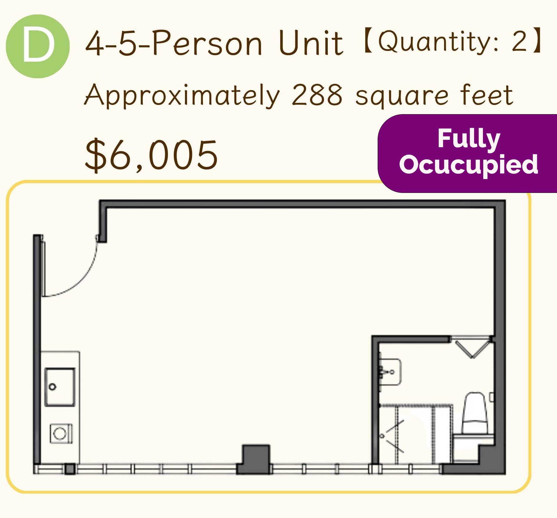 4-5 person unit floor plan
