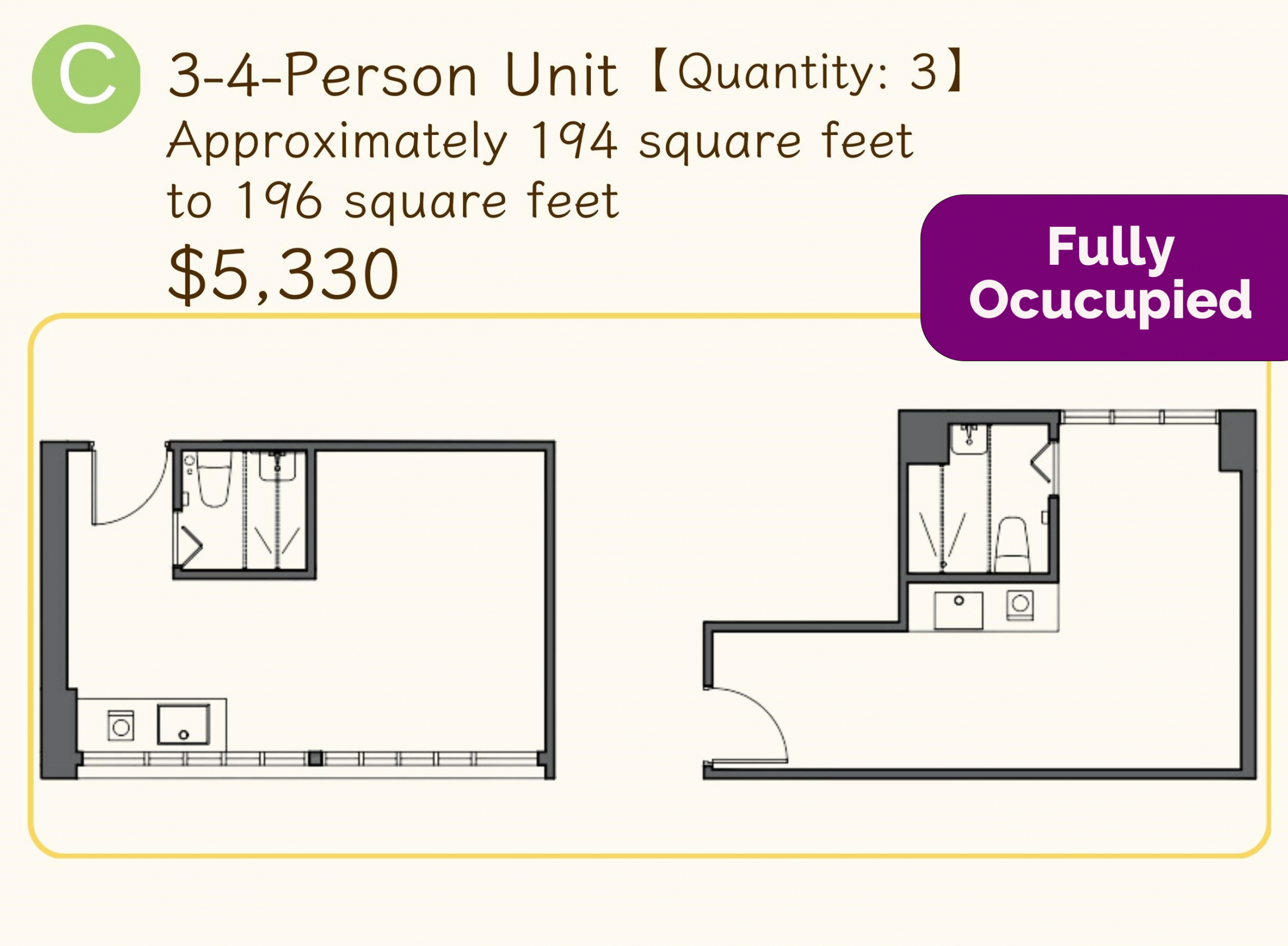 3-4 person unit floor plan